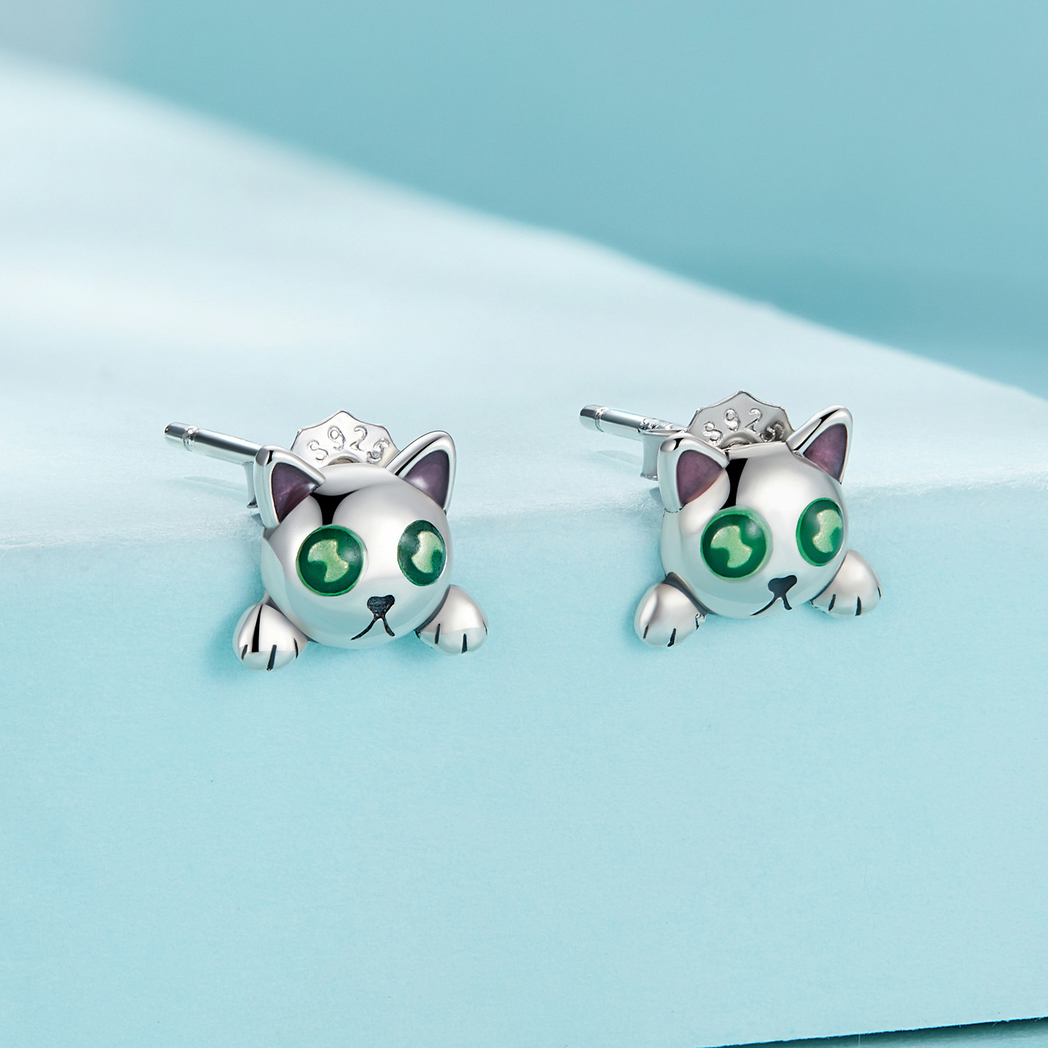 Pandora-stijl Glow-In-The-Dark Studs Oorbellen met Kattenmotief - SCE1643