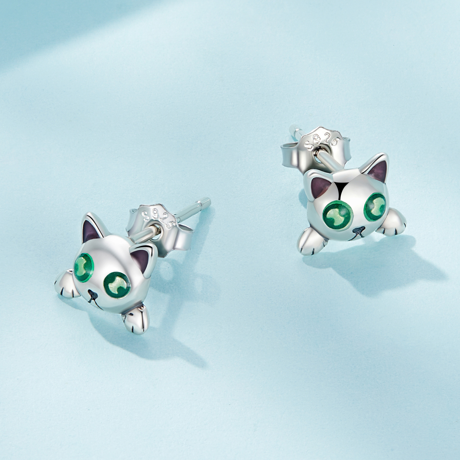 Pandora-stijl Glow-In-The-Dark Studs Oorbellen met Kattenmotief - SCE1643