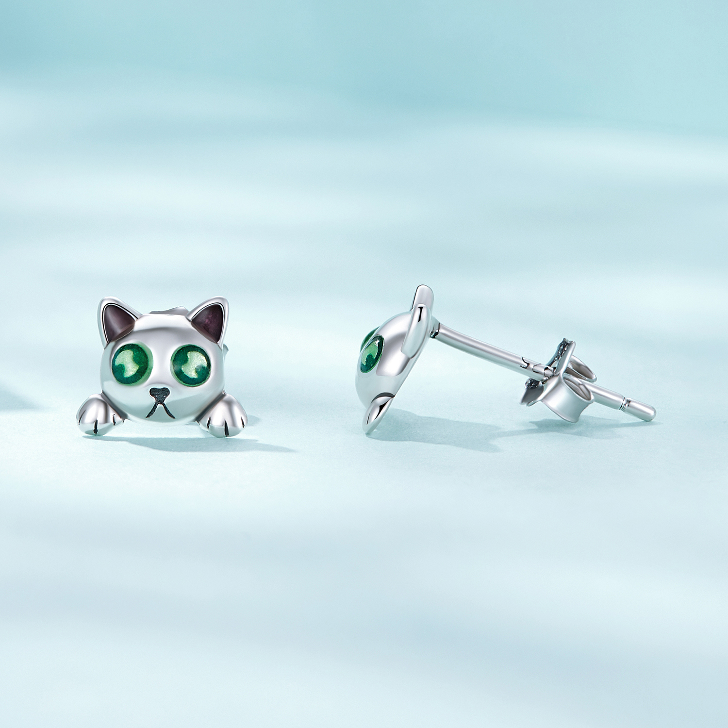 Pandora-stijl Glow-In-The-Dark Studs Oorbellen met Kattenmotief - SCE1643