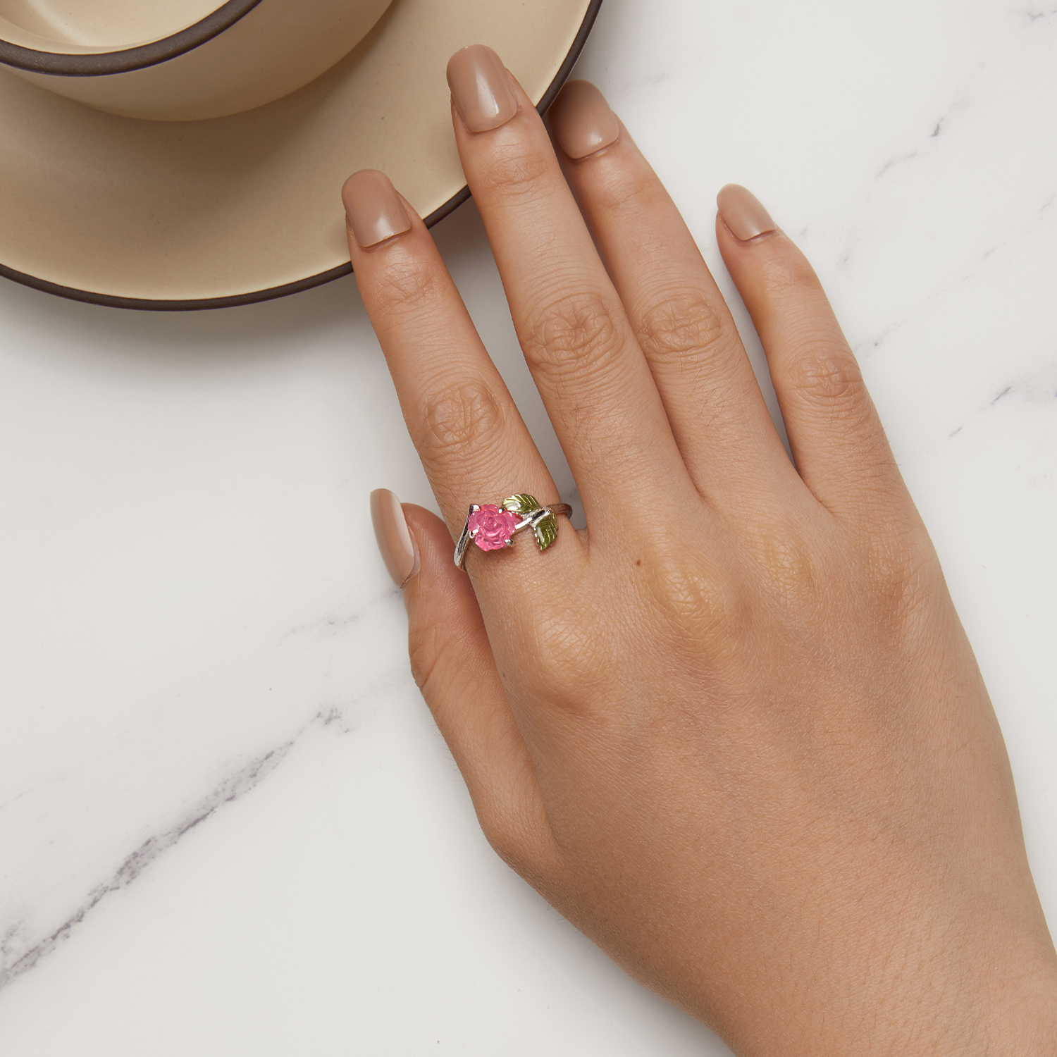 Pandora-stijl Kristallen Roze Open Ring - BSR472-PKE