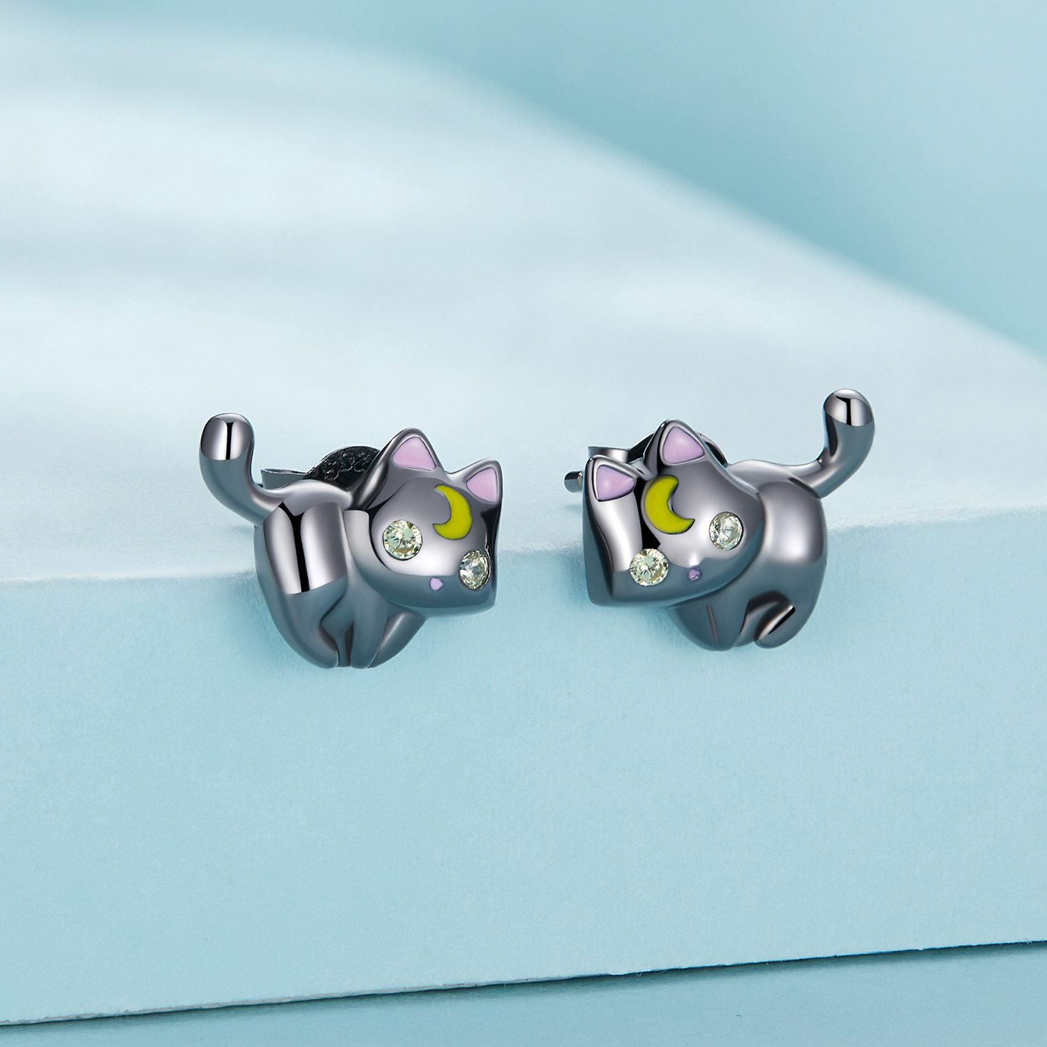 Pandora-stijl Maan Kitten Studs Oorbellen - SCE1584