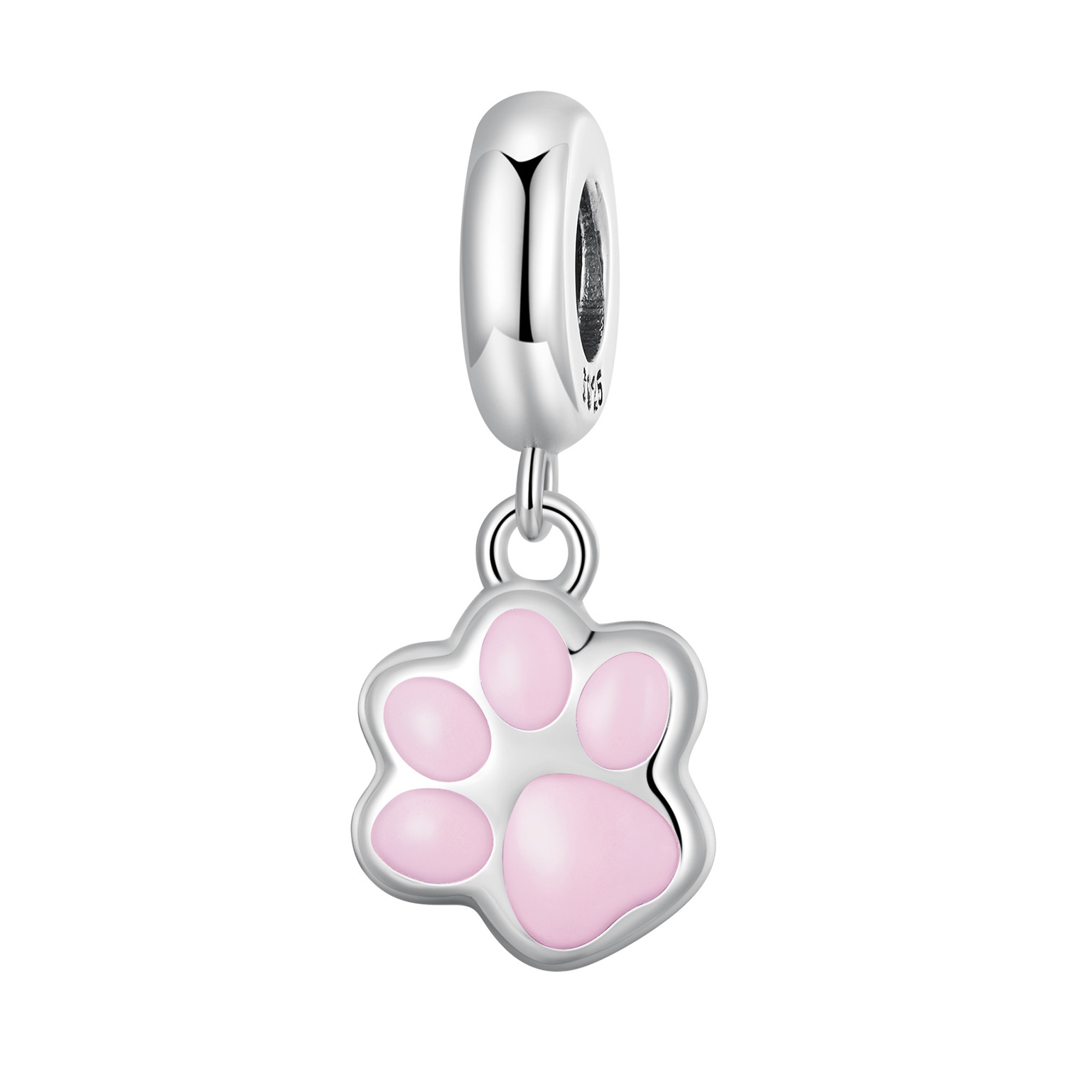 Pandora-stijl Mini Witte Kattenpoot Hanger - SCC2476-A