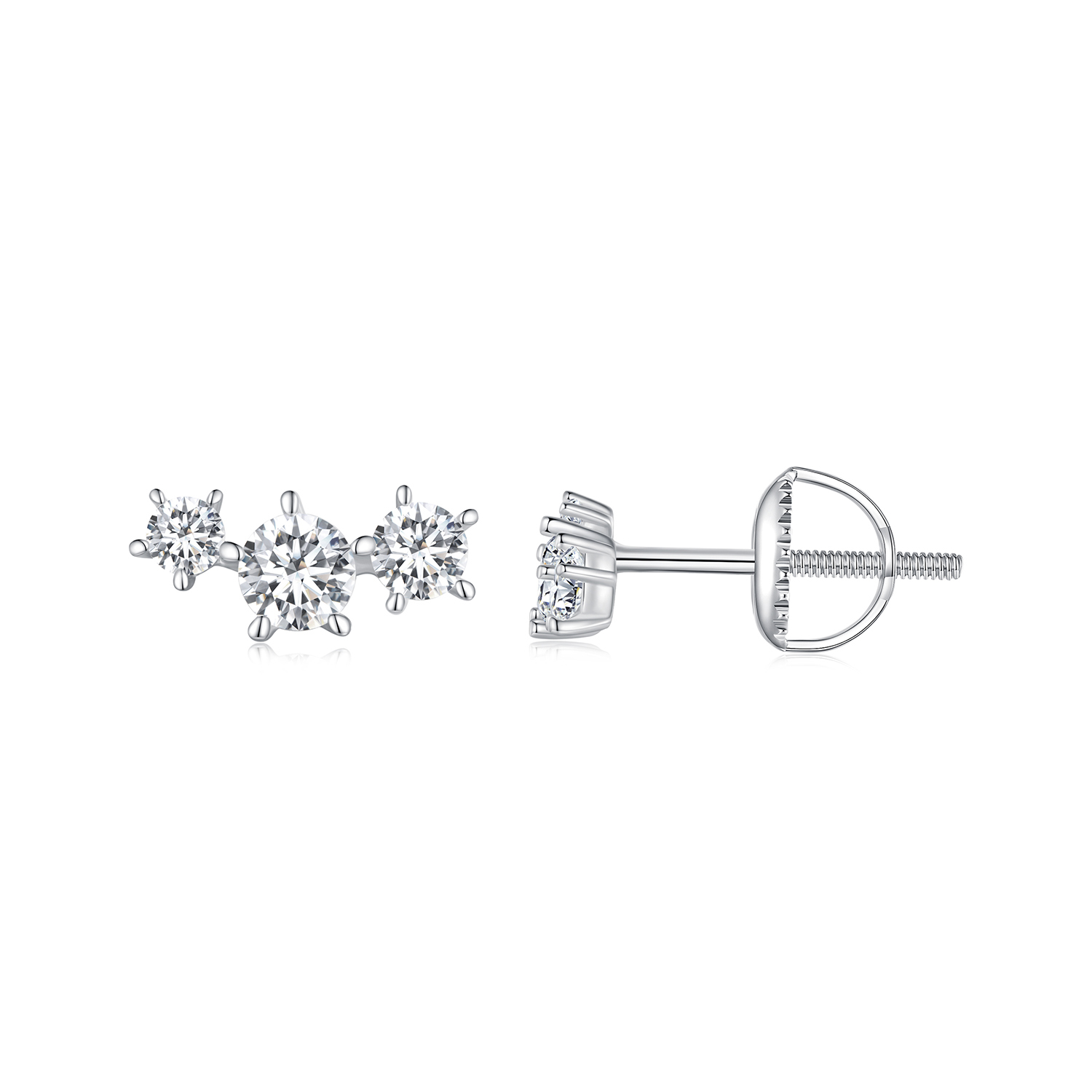 Pandora-stijl Moissanite Studs Oorbellen (Één Certificaat) - MSE034