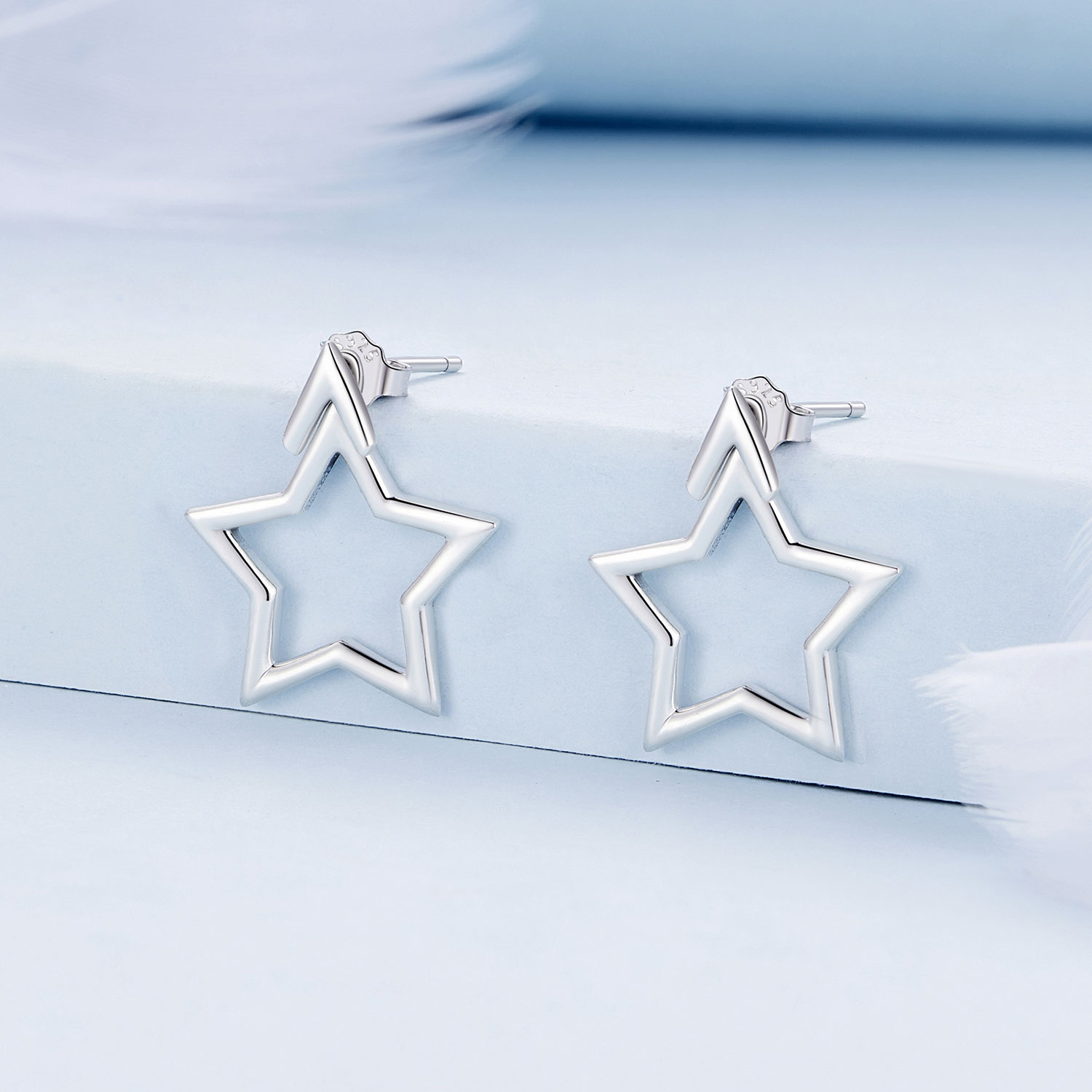 Pandora-stijl Pentagram Studs Oorbellen - BSE901