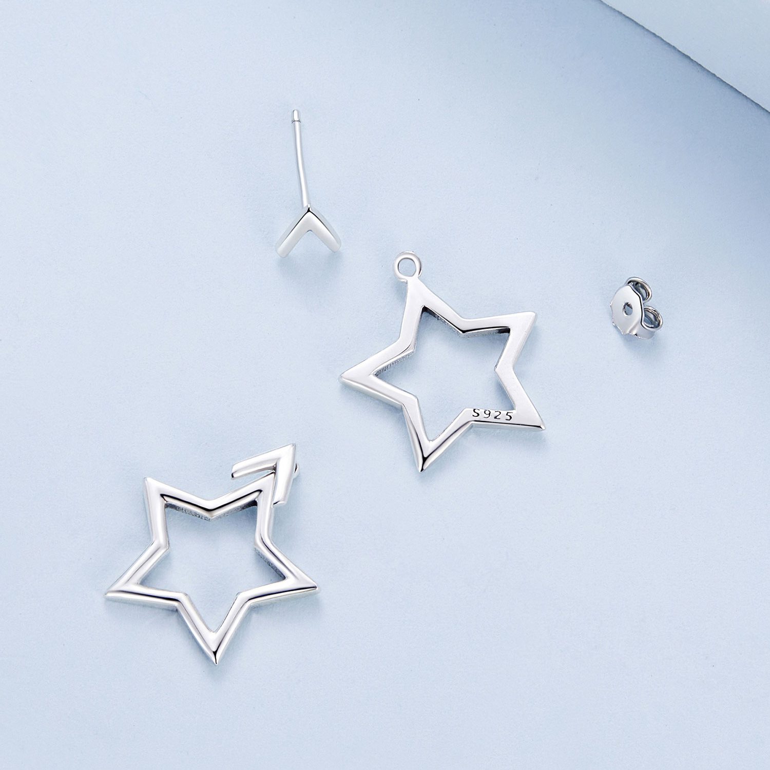 Pandora-stijl Pentagram Studs Oorbellen - BSE901