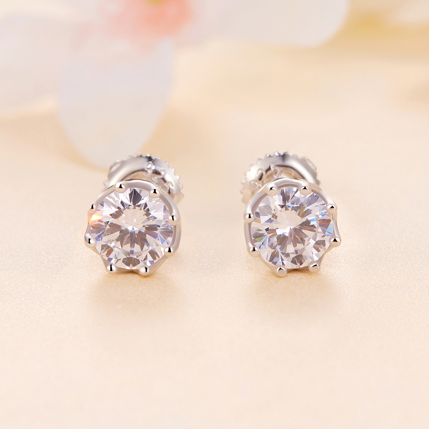 Pandora-stijl Prachtige Moissanite Studs Oorbellen (Twee Certificaten) - MSE016-S