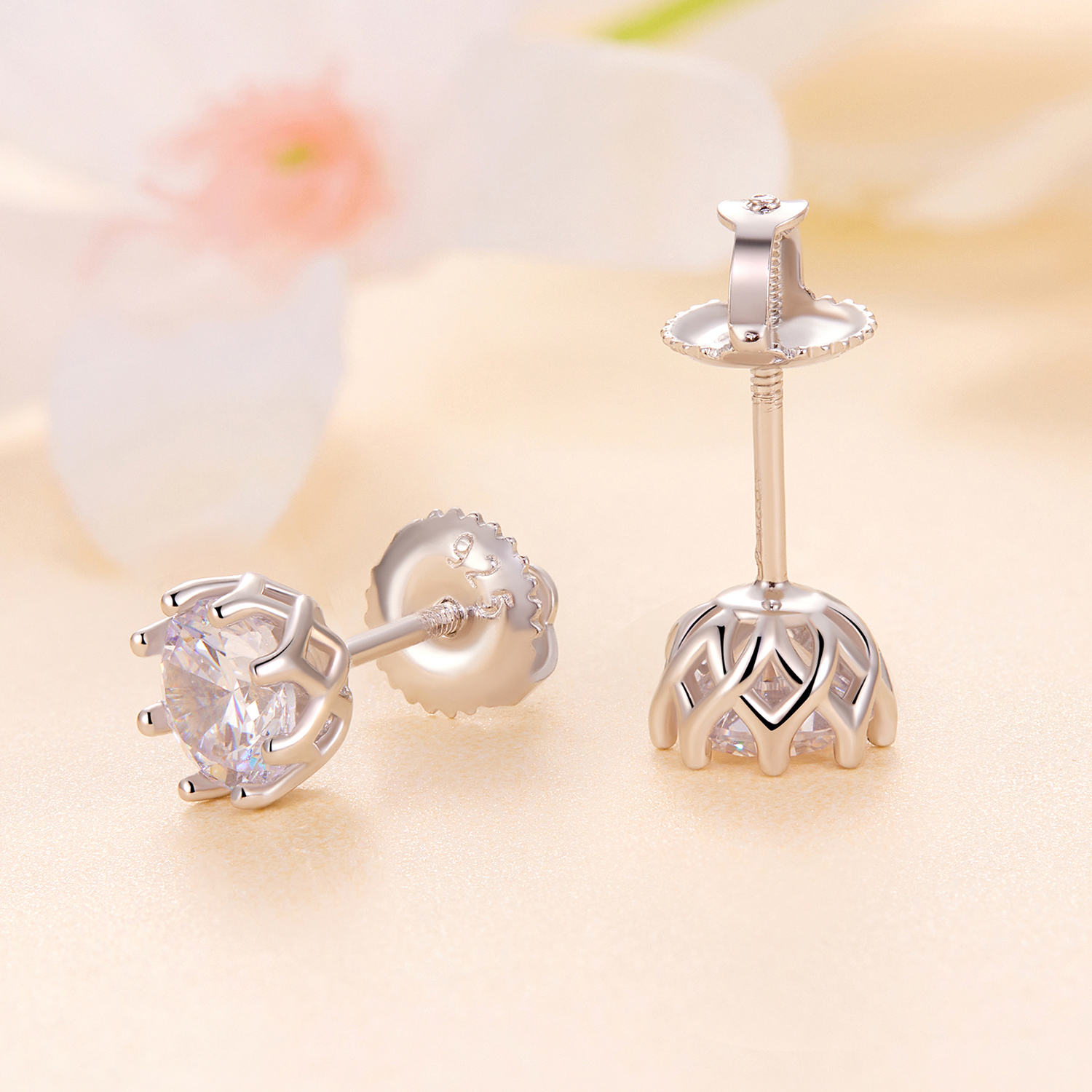 Pandora-stijl Prachtige Moissanite Studs Oorbellen (Twee Certificaten) - MSE016-S