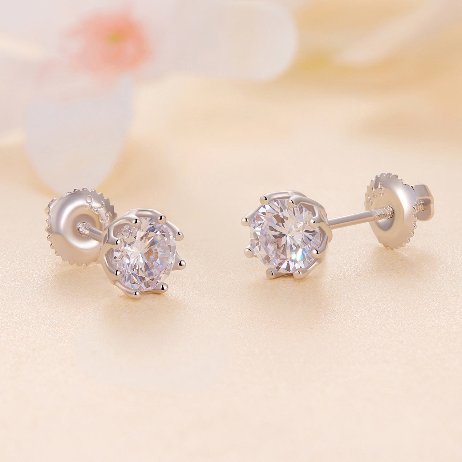 Pandora-stijl Prachtige Moissanite Studs Oorbellen (Twee Certificaten) - MSE016-S