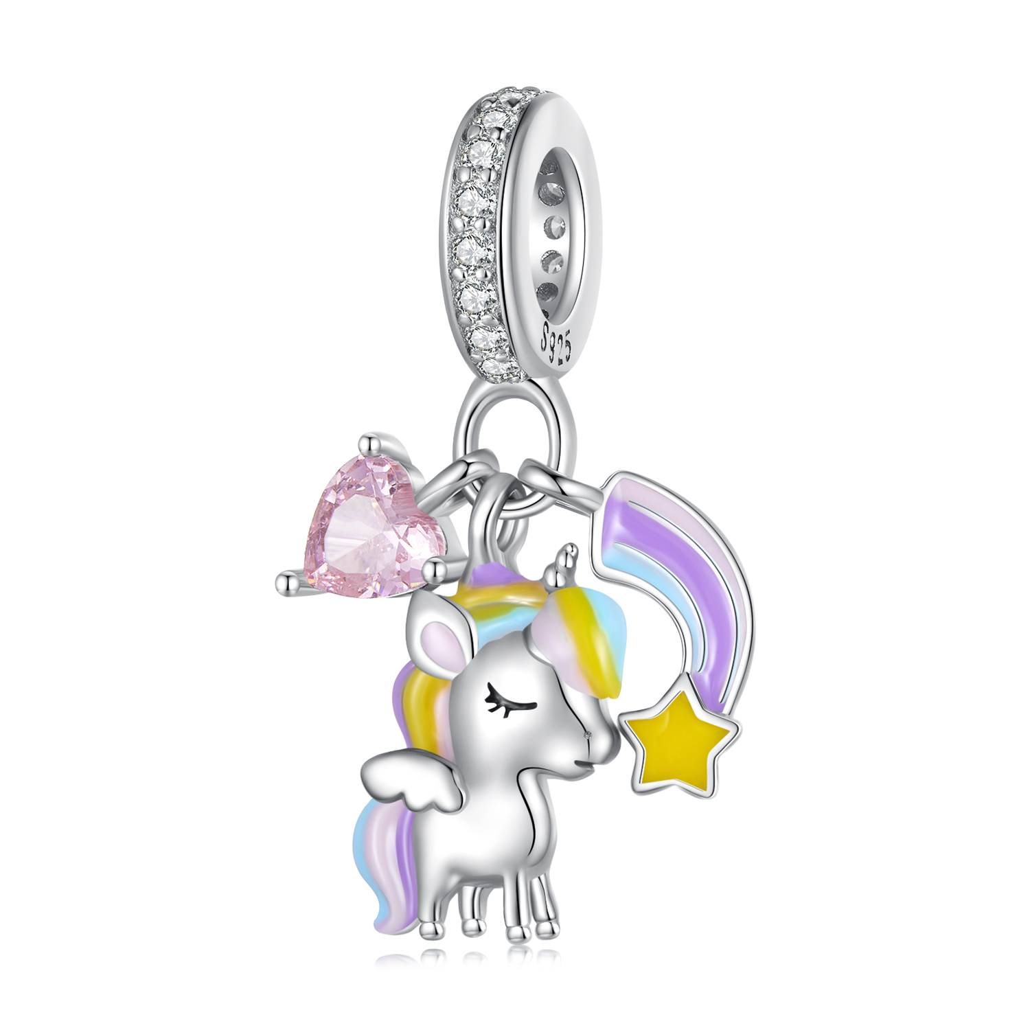 Pandora-stijl Regenboog Eenhoorn Hanger - SCC2468