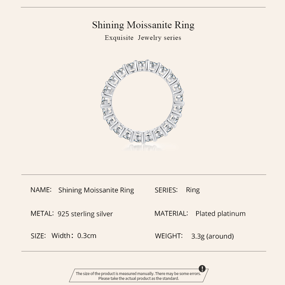 Pandora-stijl schitterende Moissanite ring (één certificaat) - MSR020