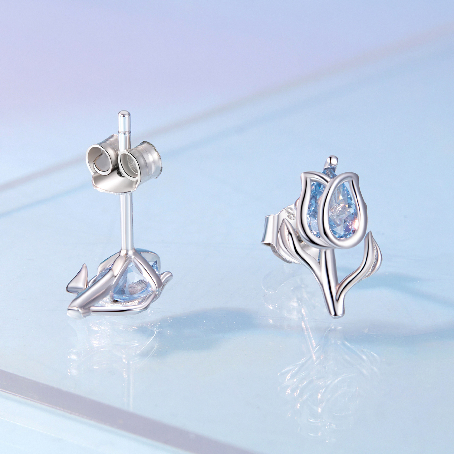 Pandora-stijl Tulp Studs Oorbellen - BSE873