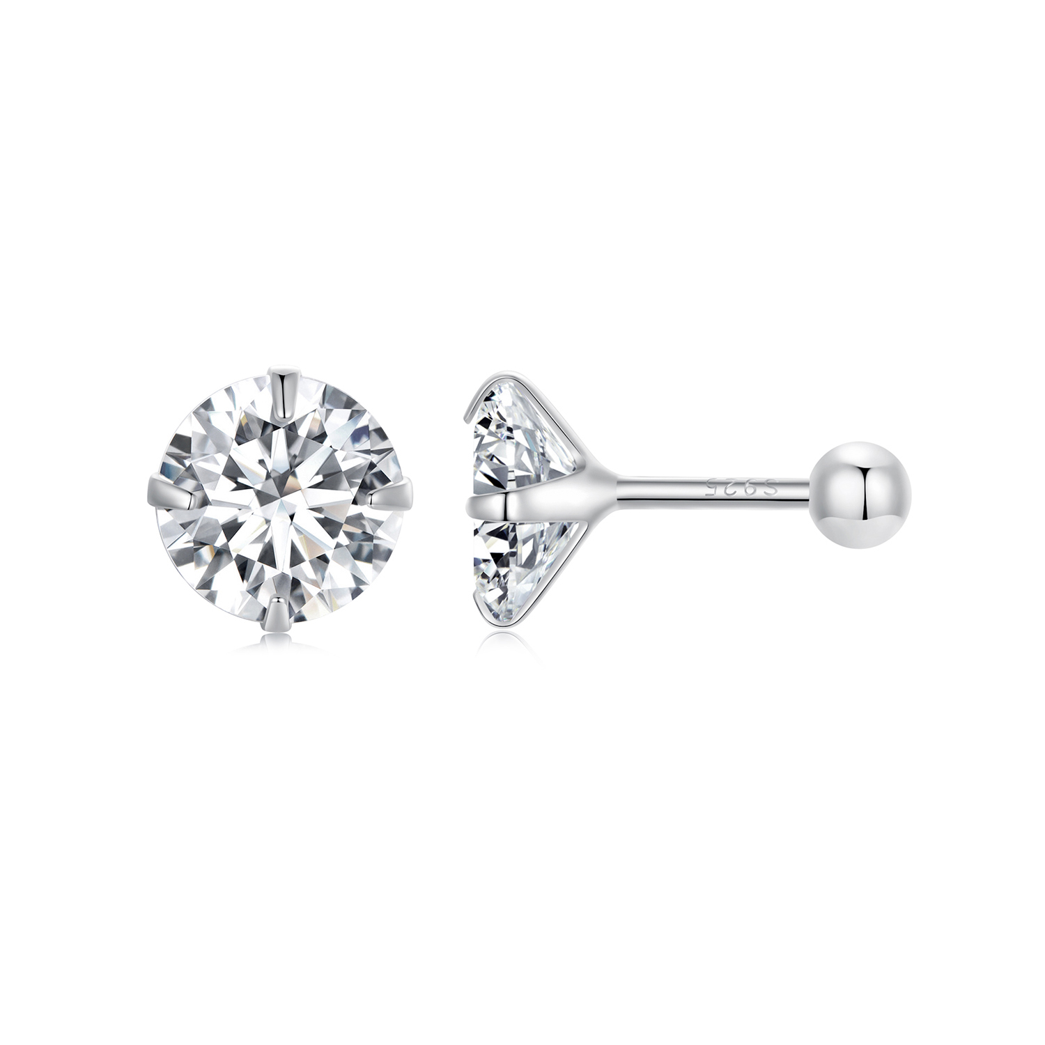 Pandora-stijl Witte Zirkonium Studs Oorbellen - SCE1646-L