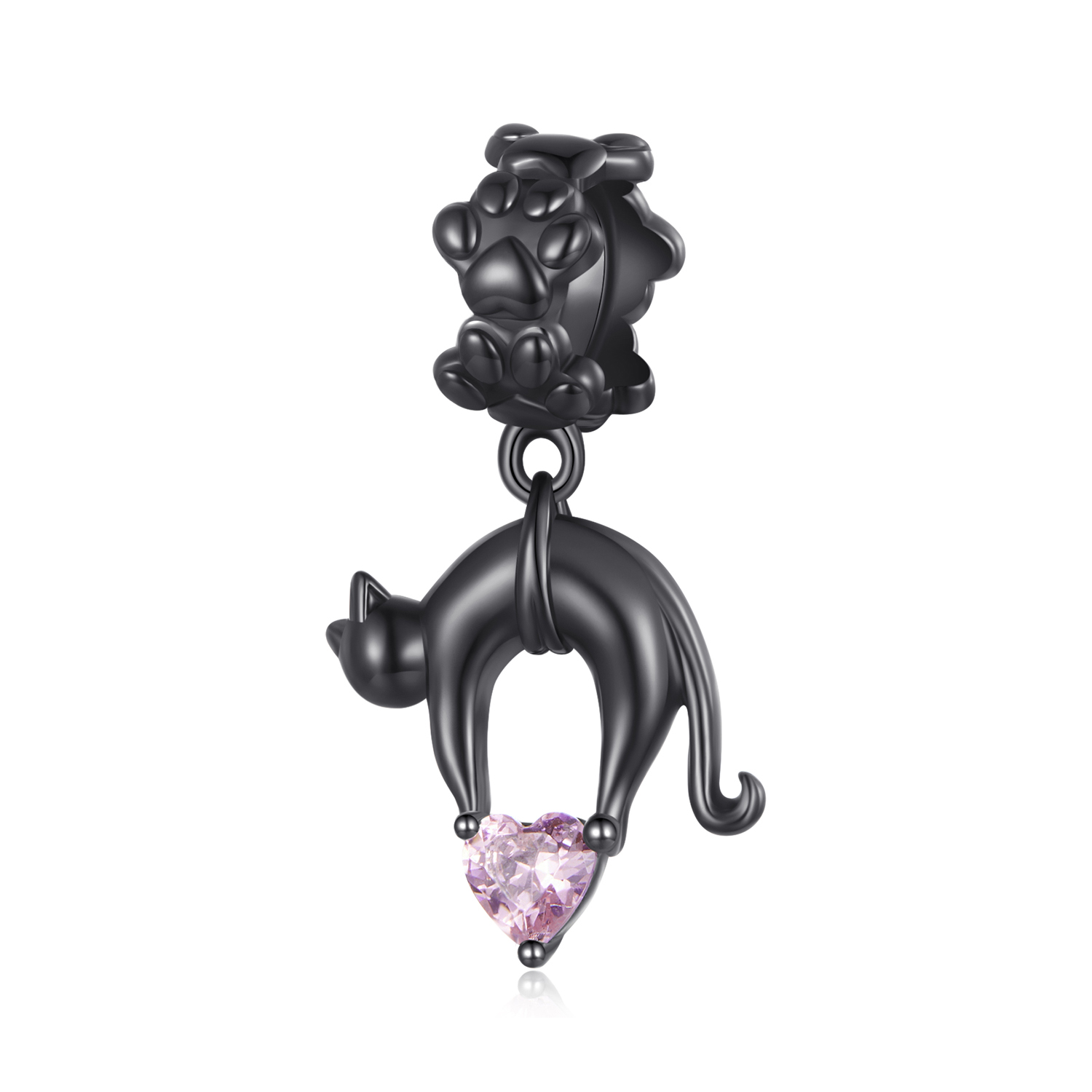 Pandora-stijl Zwarte Kat Hanger - SCC2519