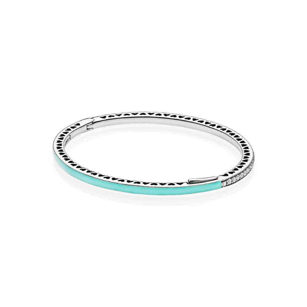 Mint Radiant Hearts Of Pandora Bangle - 590537En105