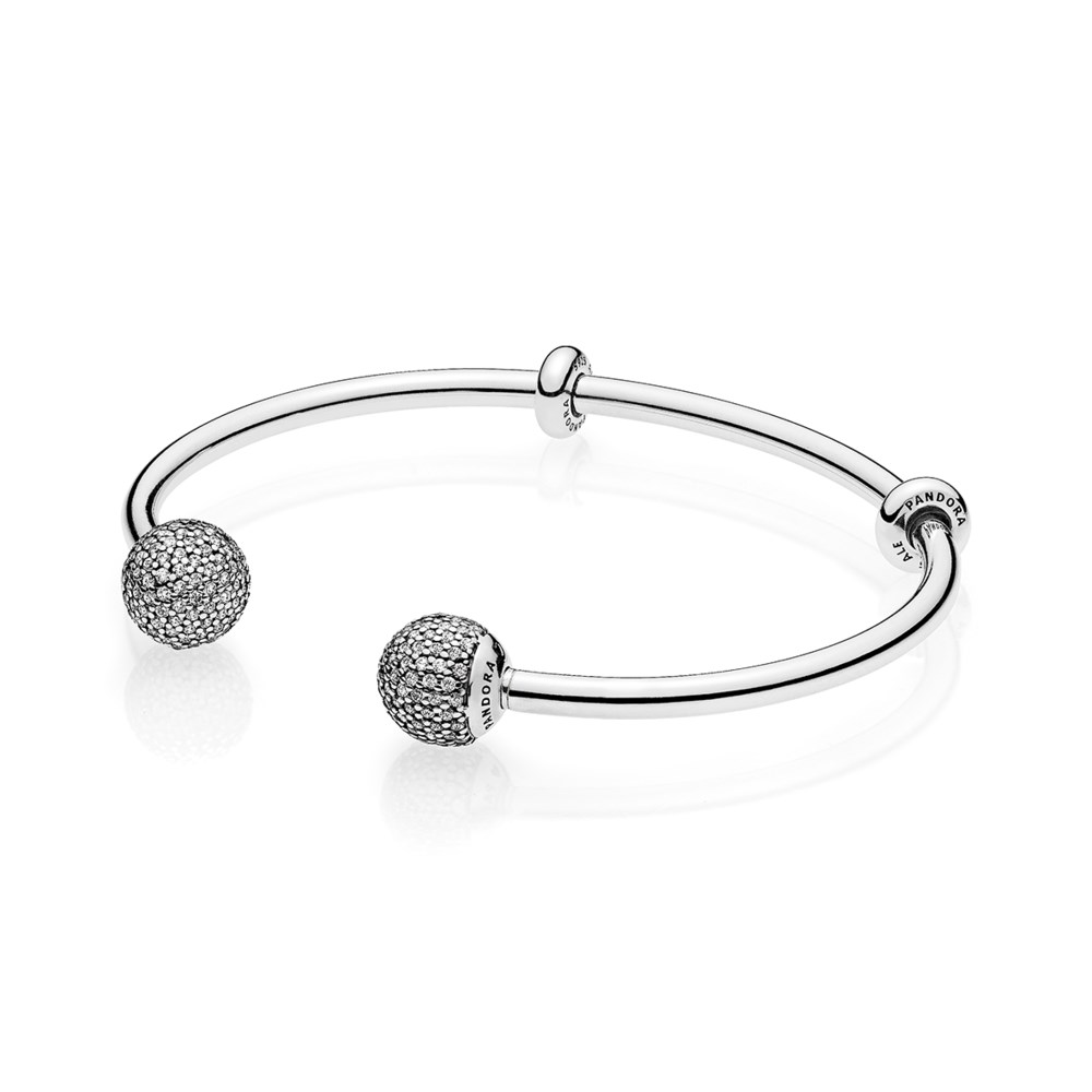 PANDORA Open Bangle Met Verwisselbare Uiteinden Van Pavé 596438CZ