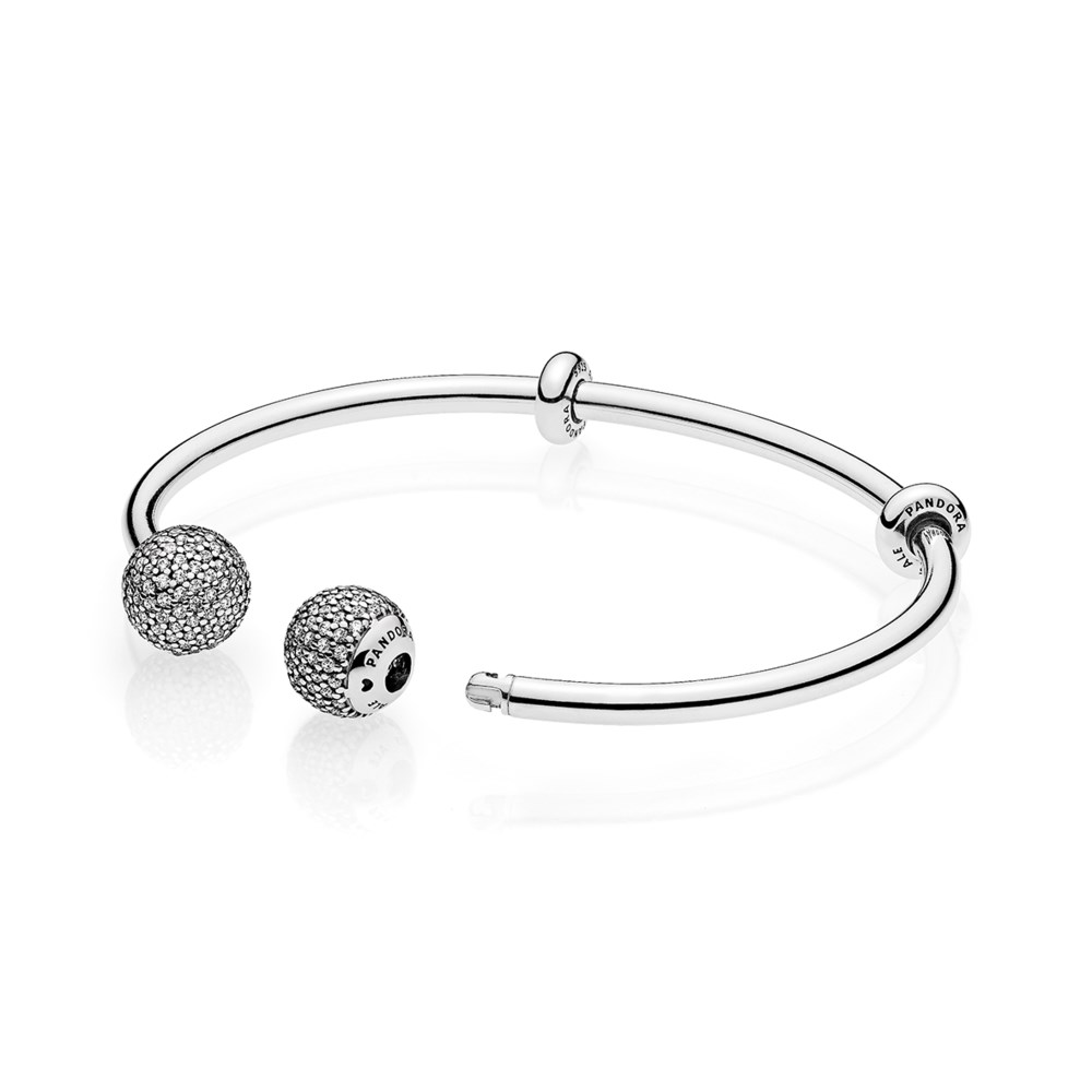 PANDORA Open Bangle Met Verwisselbare Uiteinden Van Pavé 596438CZ