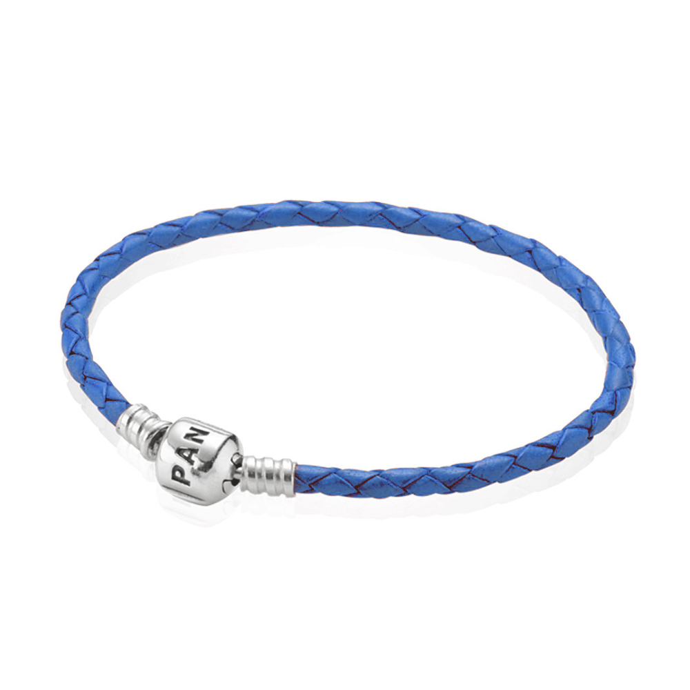 Pandora Zilveren Blauw Enkel Leer Armband 590705Crd-B