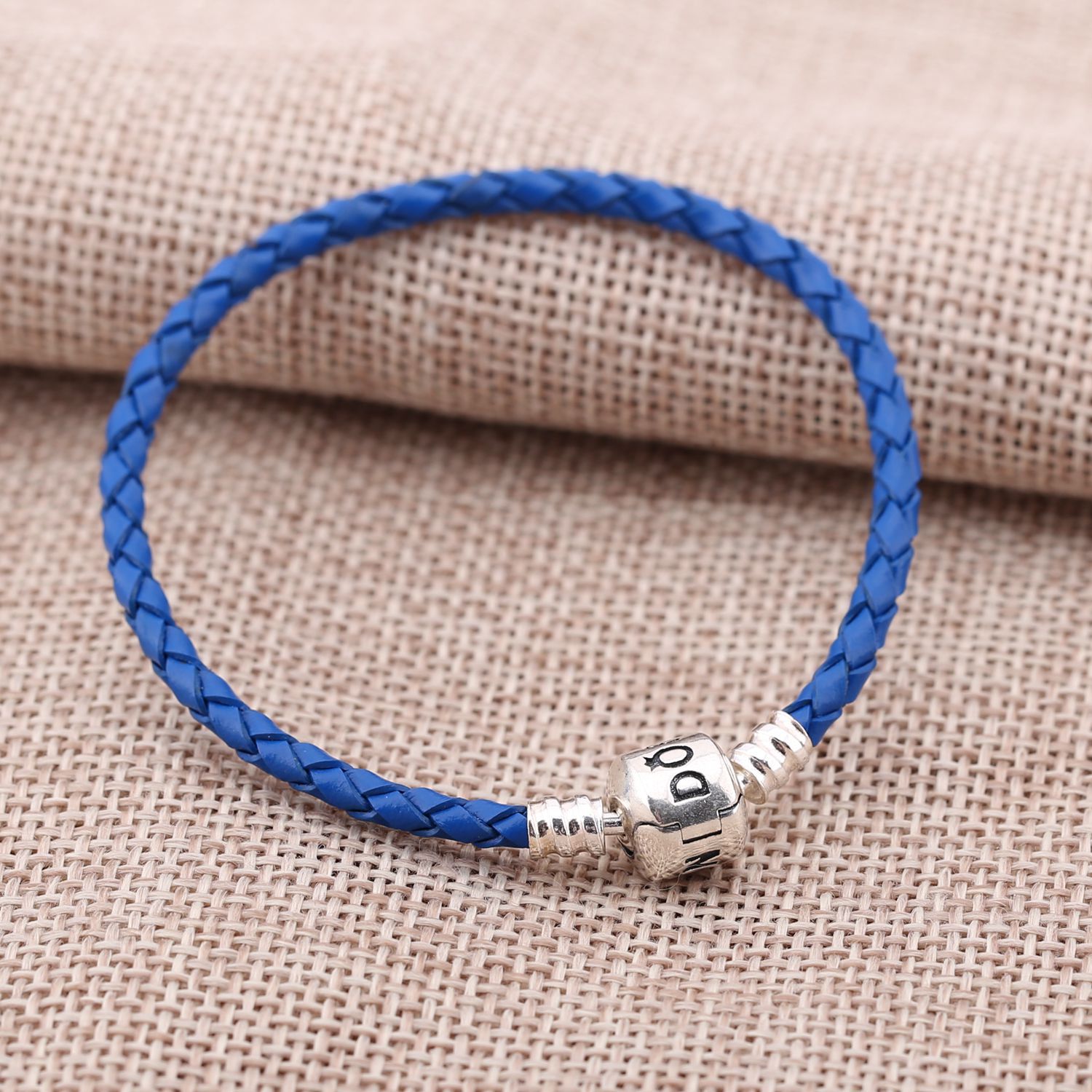 Pandora Zilveren Blauw Enkel Leer Armband 590705Crd-B