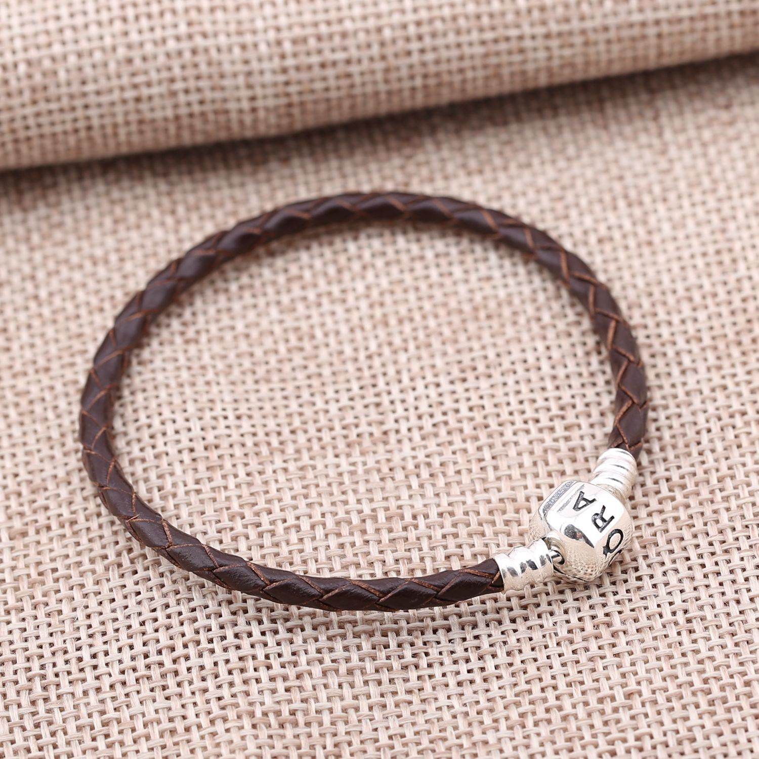 Pandora Zilveren Bruin Enkel Leer Armband 590705Crd-M