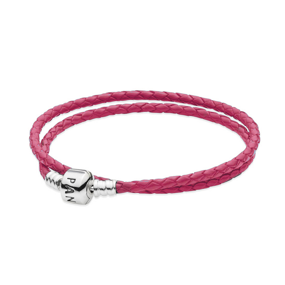 Pandora Zilveren Dubbel Roze Leer Armband 590705Cdb-R