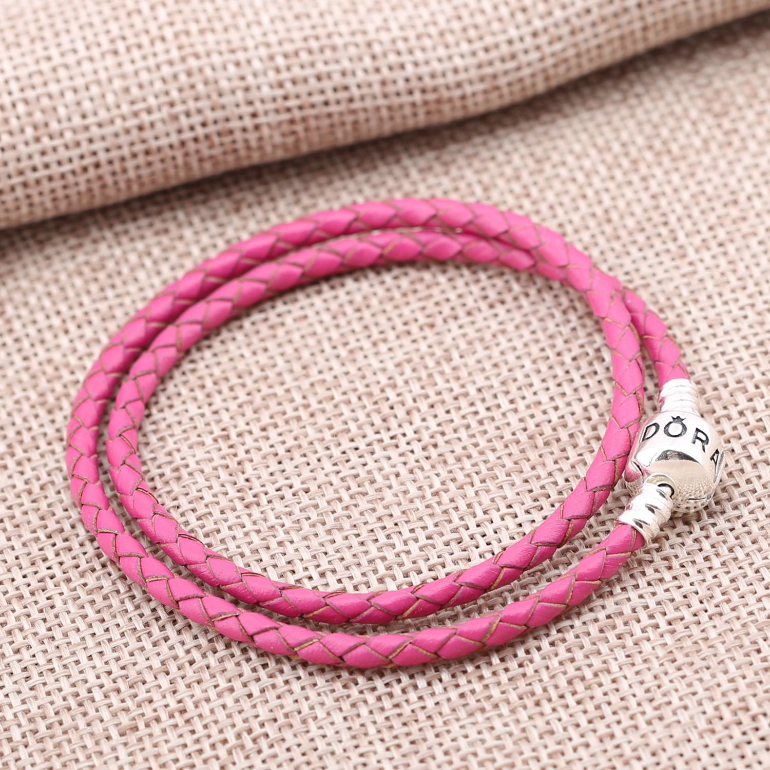 Pandora Zilveren Dubbel Roze Leer Armband 590705Cdb-R