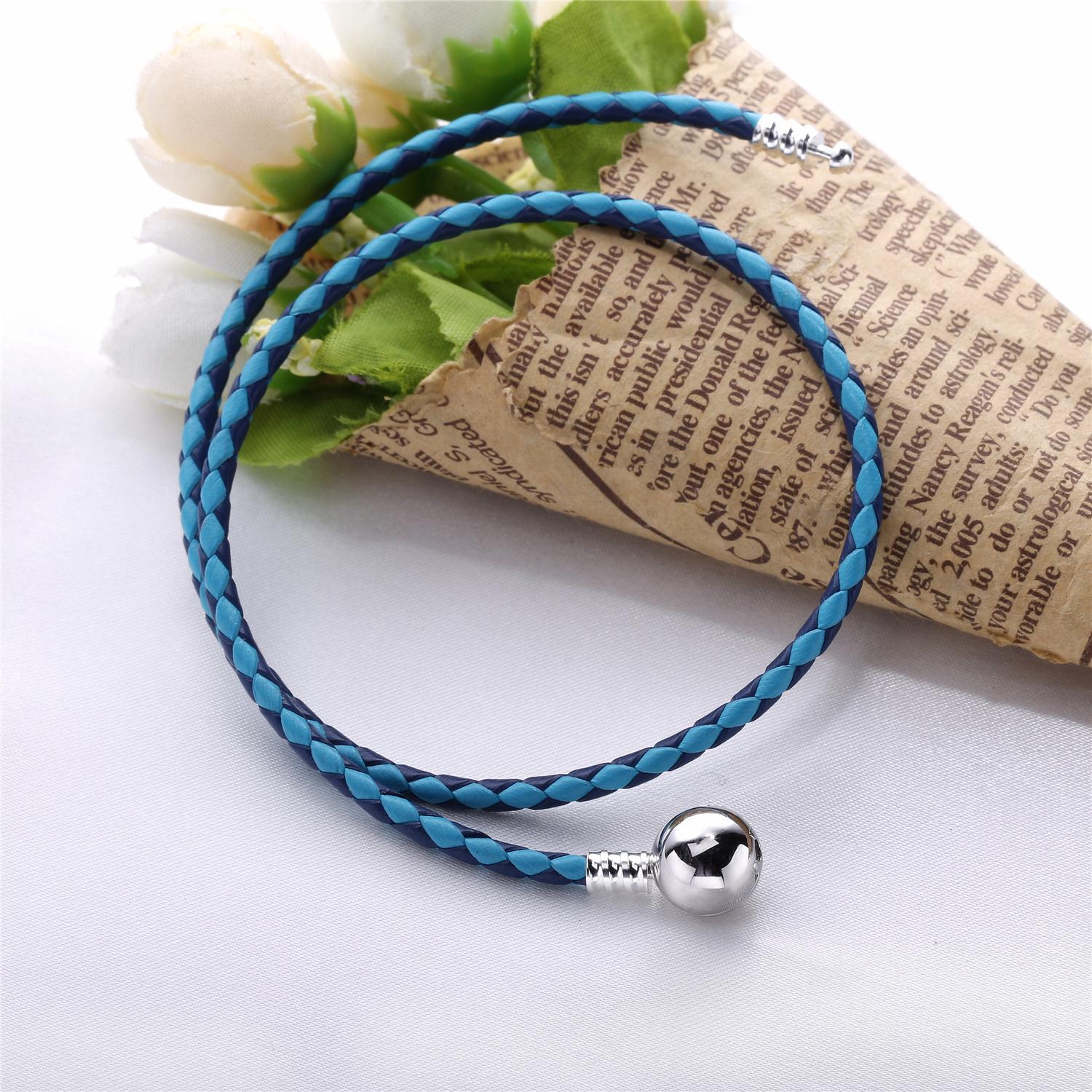 Pandora Zilveren Gemengd Blauw Dubbele Lederen Armband 590747Cbmx-D