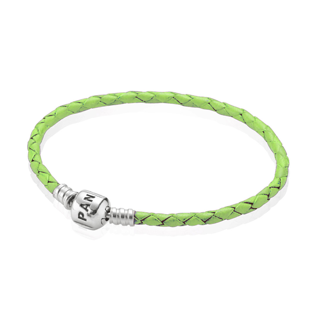 Pandora Zilveren Groen Enkel Leer Armband 590705Crd-Vt