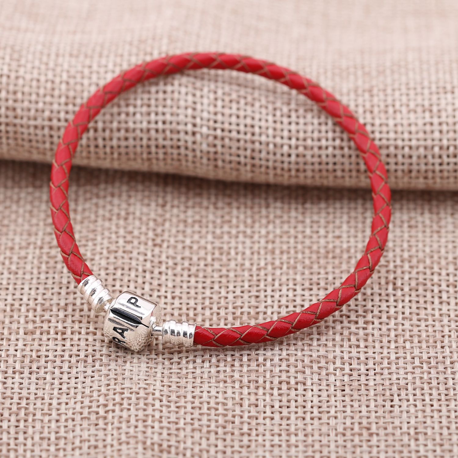 Pandora Zilveren Rood Enkel Leer Armband 590705Crd-Ro