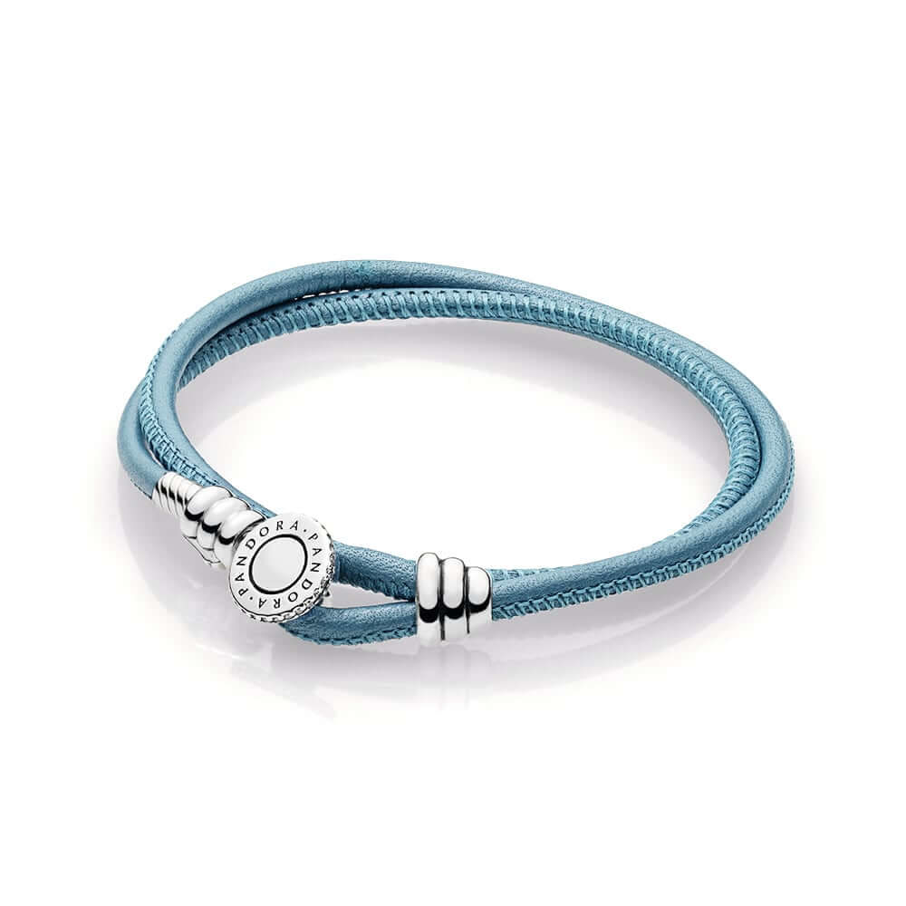 Pandora Zilveren Zwart Dubbel Leer Armband 597194Ctq-D