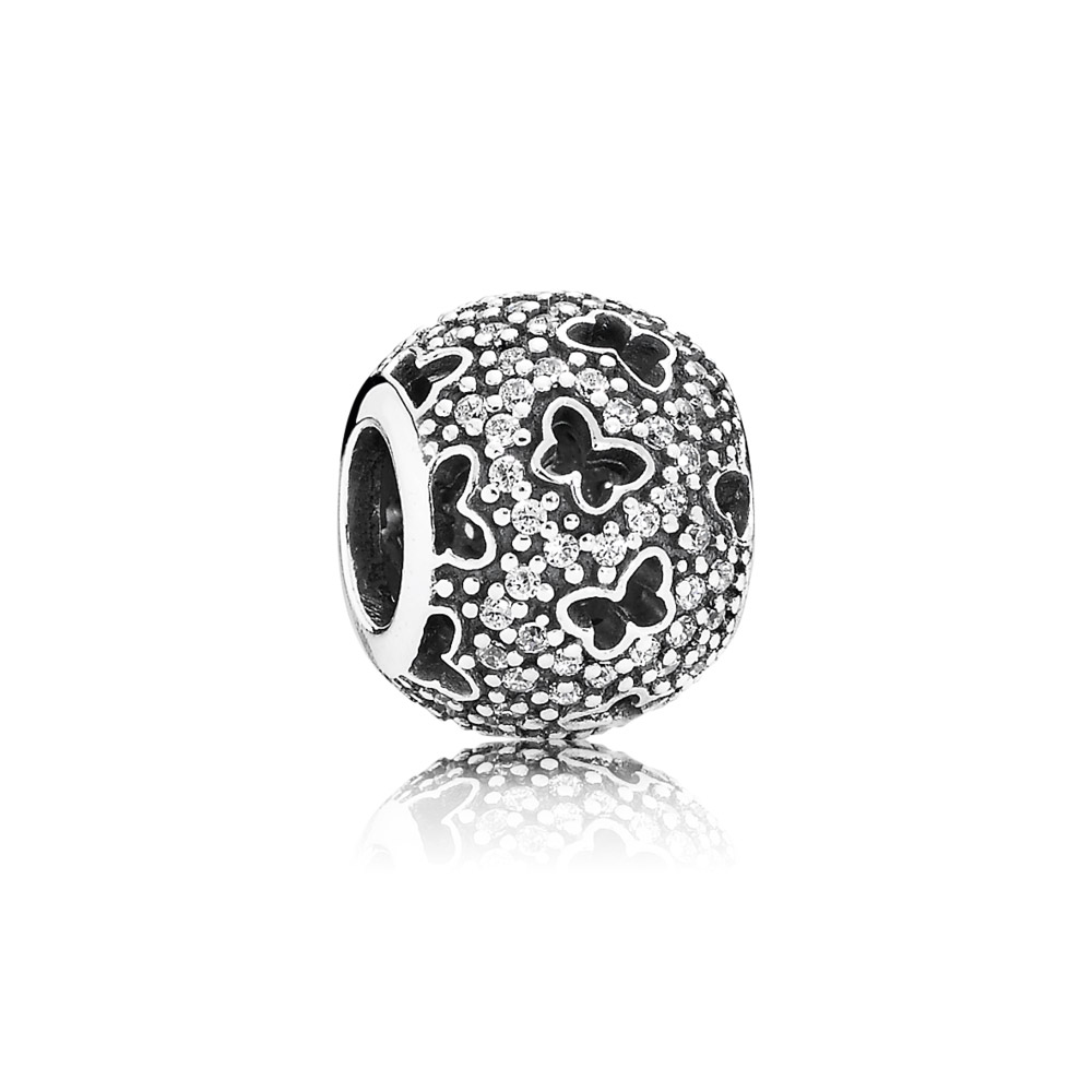 PANDORA Abstract Micro Pave Silver Bedel With Cubic Zirconia And Cut-Out Butterflies - 791482CZ