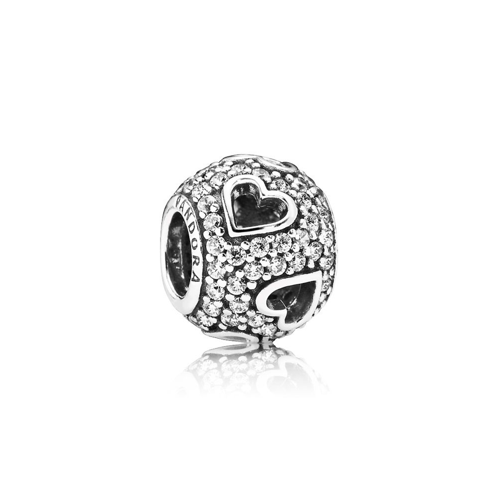 PANDORA Abstract Pave Silver Bedel With Cubic Zirconia And Cut-Out Hearts - 791426CZ