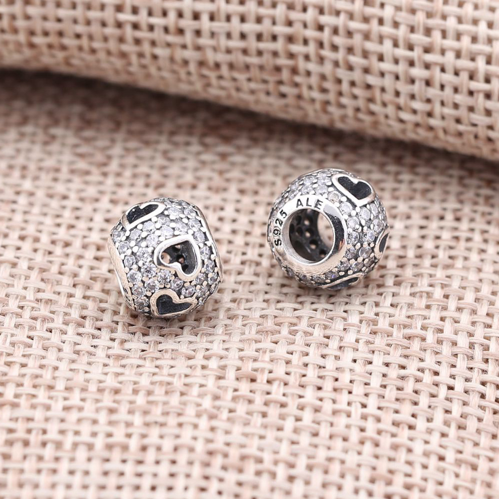 PANDORA Abstract Pave Silver Bedel With Cubic Zirconia And Cut-Out Hearts - 791426CZ