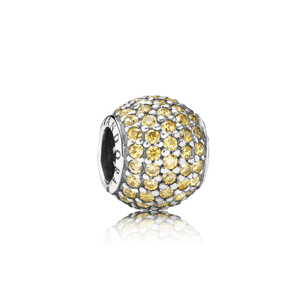 PANDORA Abstract Pave Silver Bedel With Fancy Golden Coloured Cubic Zirconia - 791051FCZ