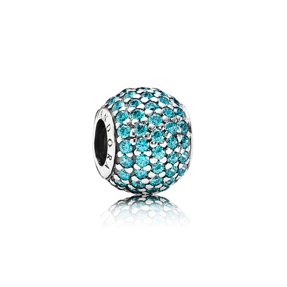 PANDORA Abstract Pave Silver Bedel With Teal Cubic Zirconia - 791051MCZ