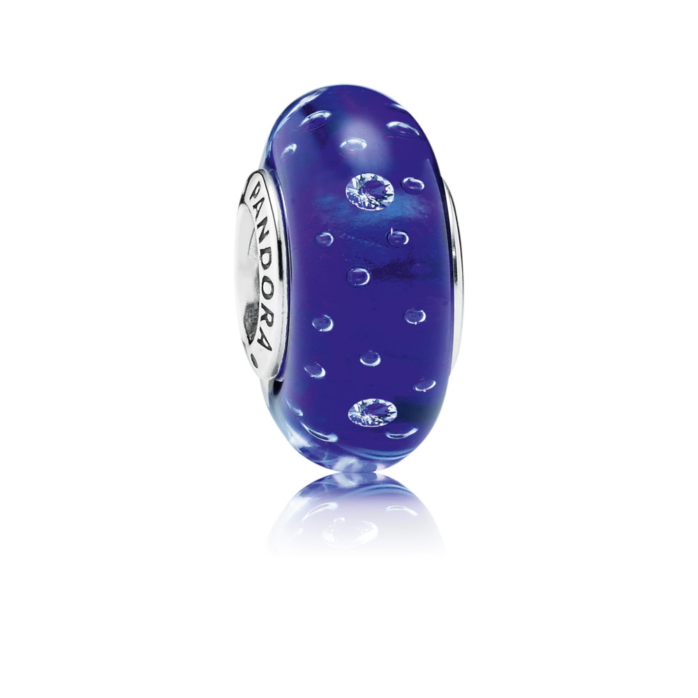 PANDORA Abstract Silver Bedel In Royal Blue Murano Glass 791630CZ