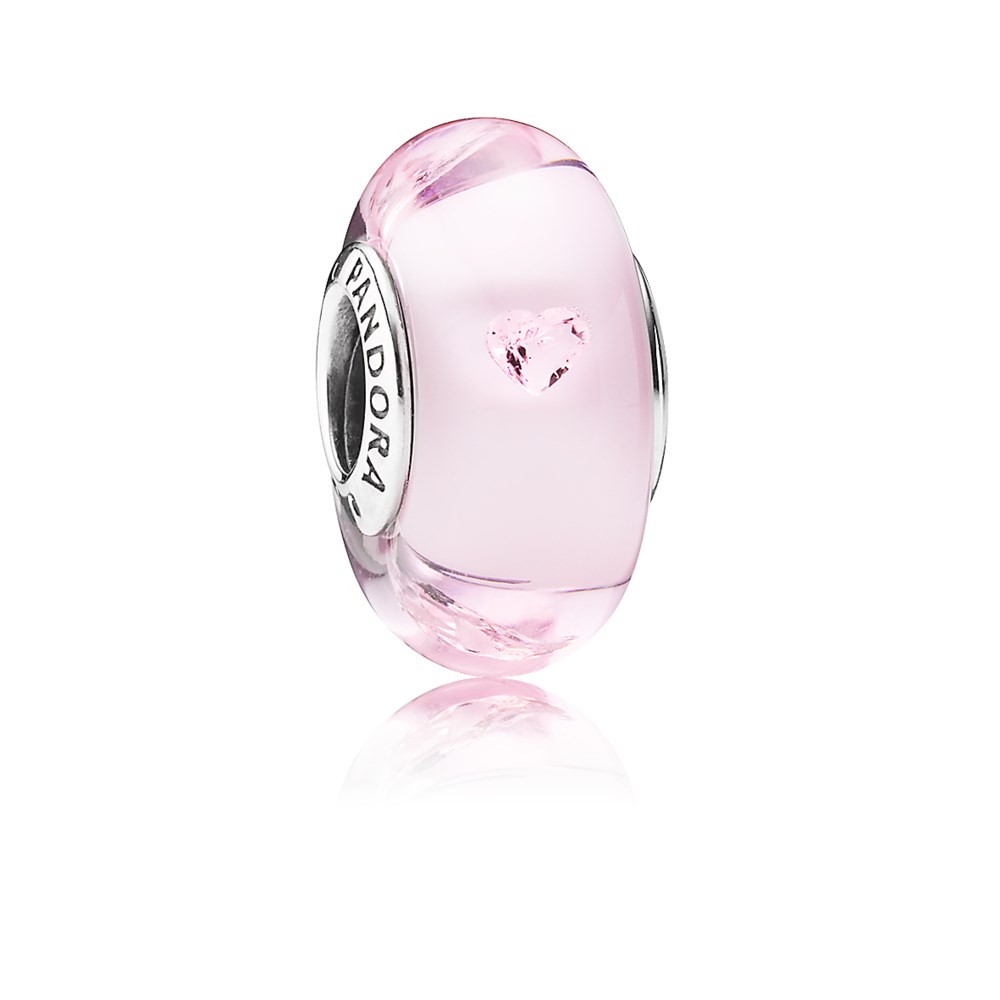 PANDORA Abstract Silver Bedel With Pink Murano Glass And Pink Cubic Zirconia - 791632PCZ