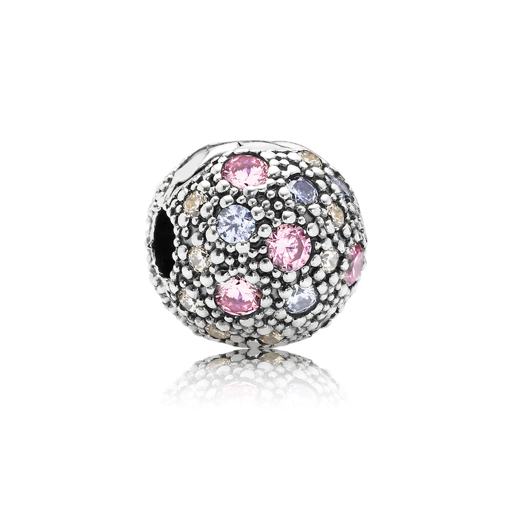 PANDORA Abstract Silver Clip With Multi Colored Cubic Zirconia - 791286PCZmx