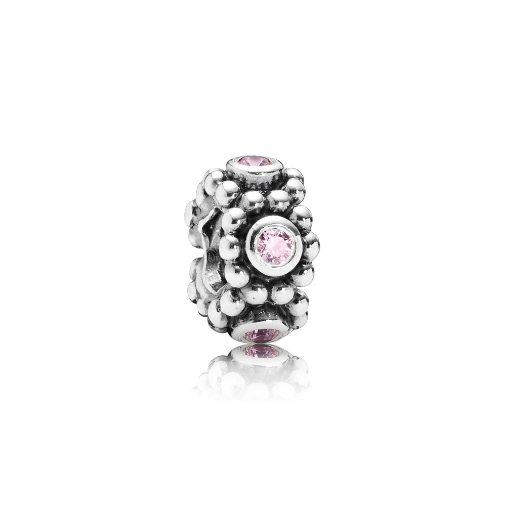 PANDORA Abstract Silver Spacer With Pink Cubic Zirconia - 791122PCZ