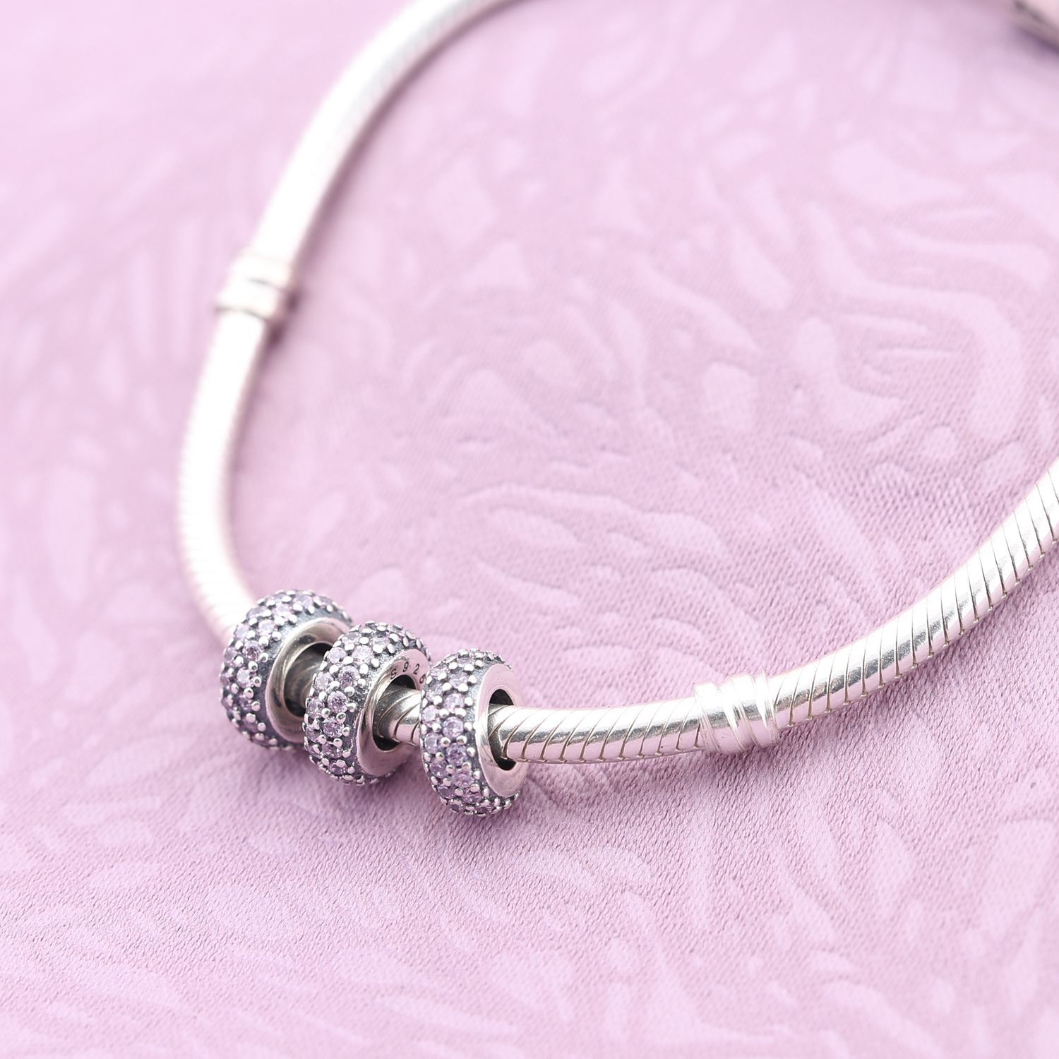 PANDORA Abstracte Zilveren Spacer Met Roze Zirkonia 791359PCZ