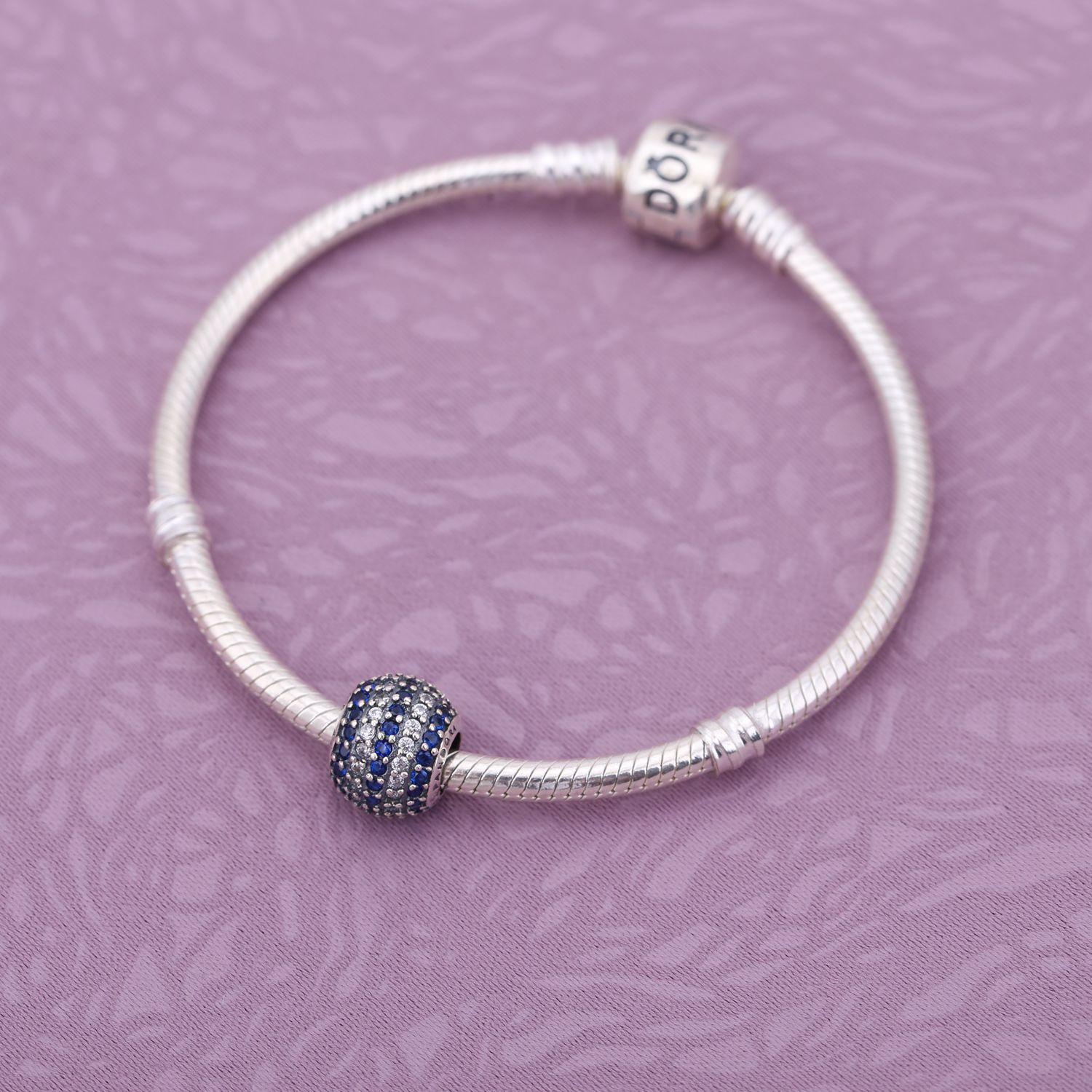 PANDORA Blue Nautical Pavé Stripe Bedel - 791172Ncb