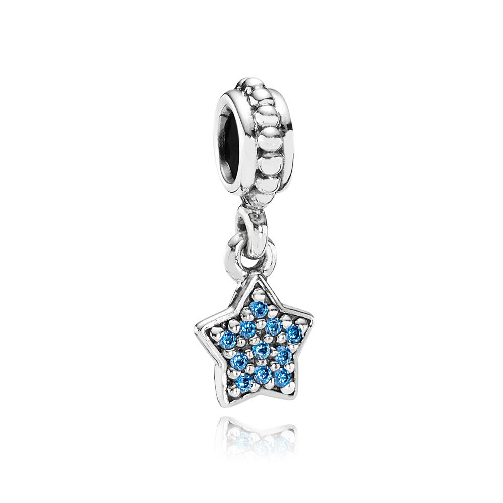 PANDORA Blue Star Pavé Dangle Bedel - 791024CZb