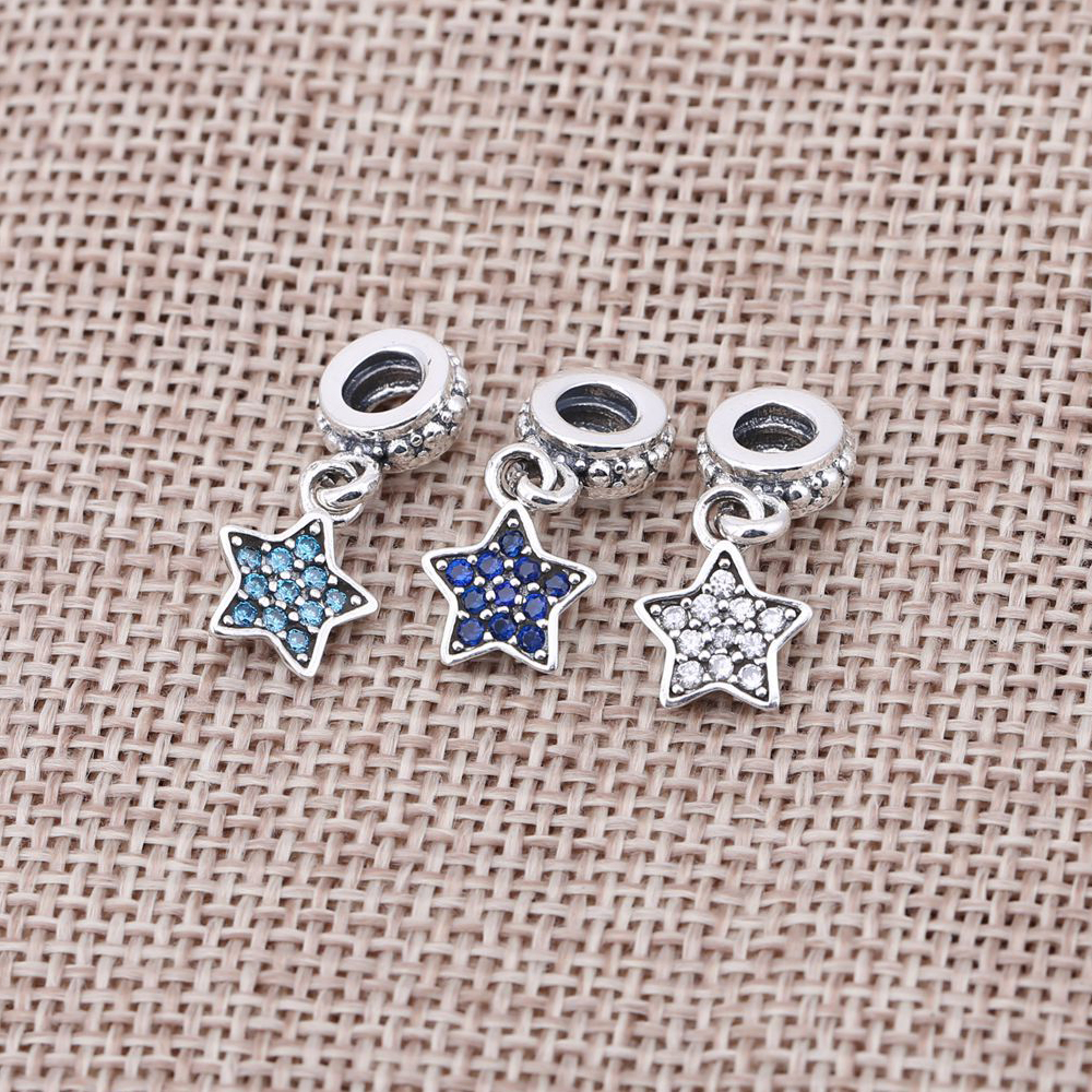 PANDORA Blue Star Pavé Dangle Bedel - 791024CZb