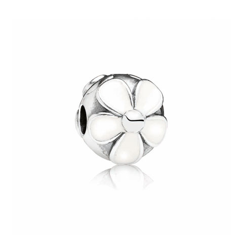 PANDORA Daisies Silver Clip With White Enamel - 791259En12