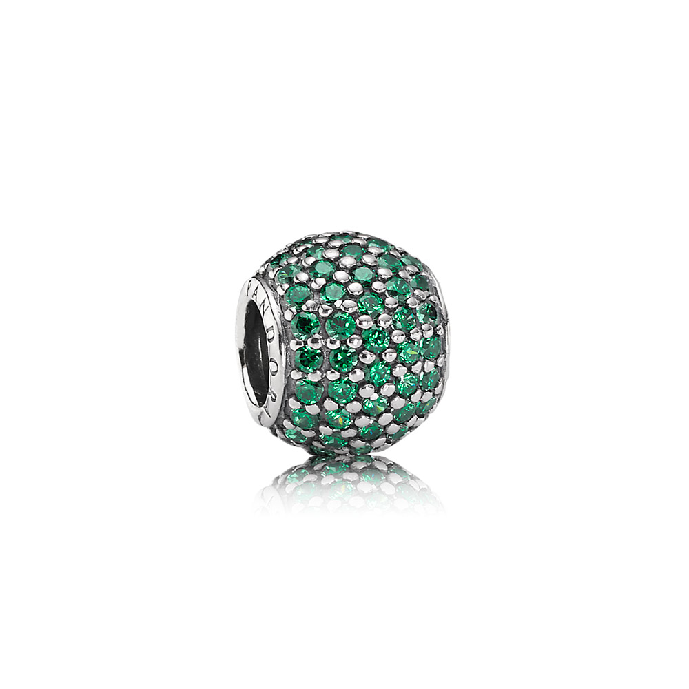 PANDORA Dark Green Pavé Ball Bedel - 791051CZn