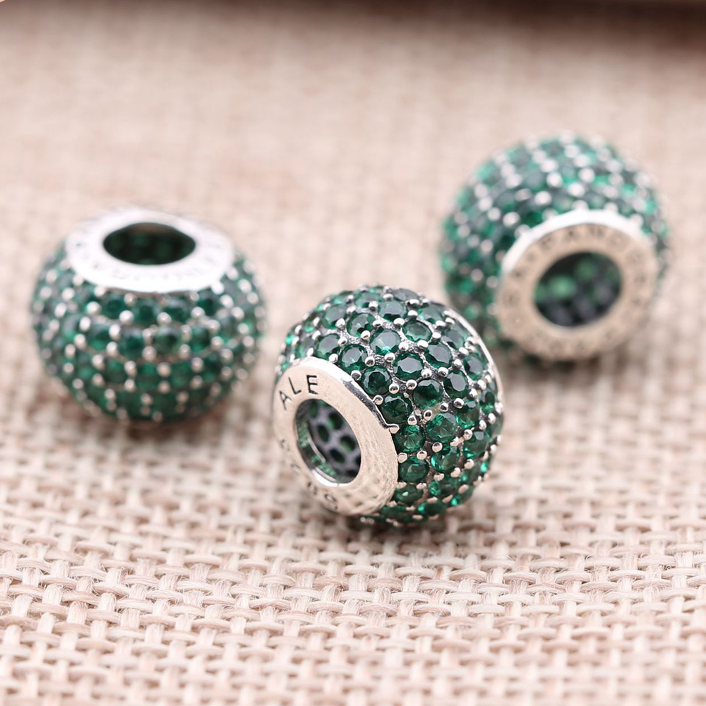 PANDORA Dark Green Pavé Ball Bedel - 791051CZn