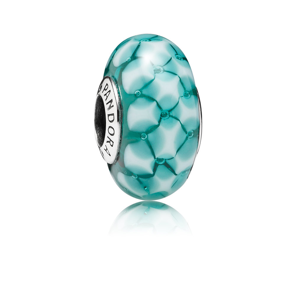 PANDORA Decorative Silver Bedel With Teal Murano Glass - 791625