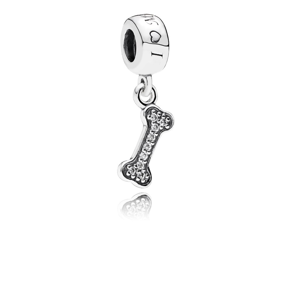 PANDORA Dog Bone Silver Dangle With Cubic Zirconia - 791263CZ