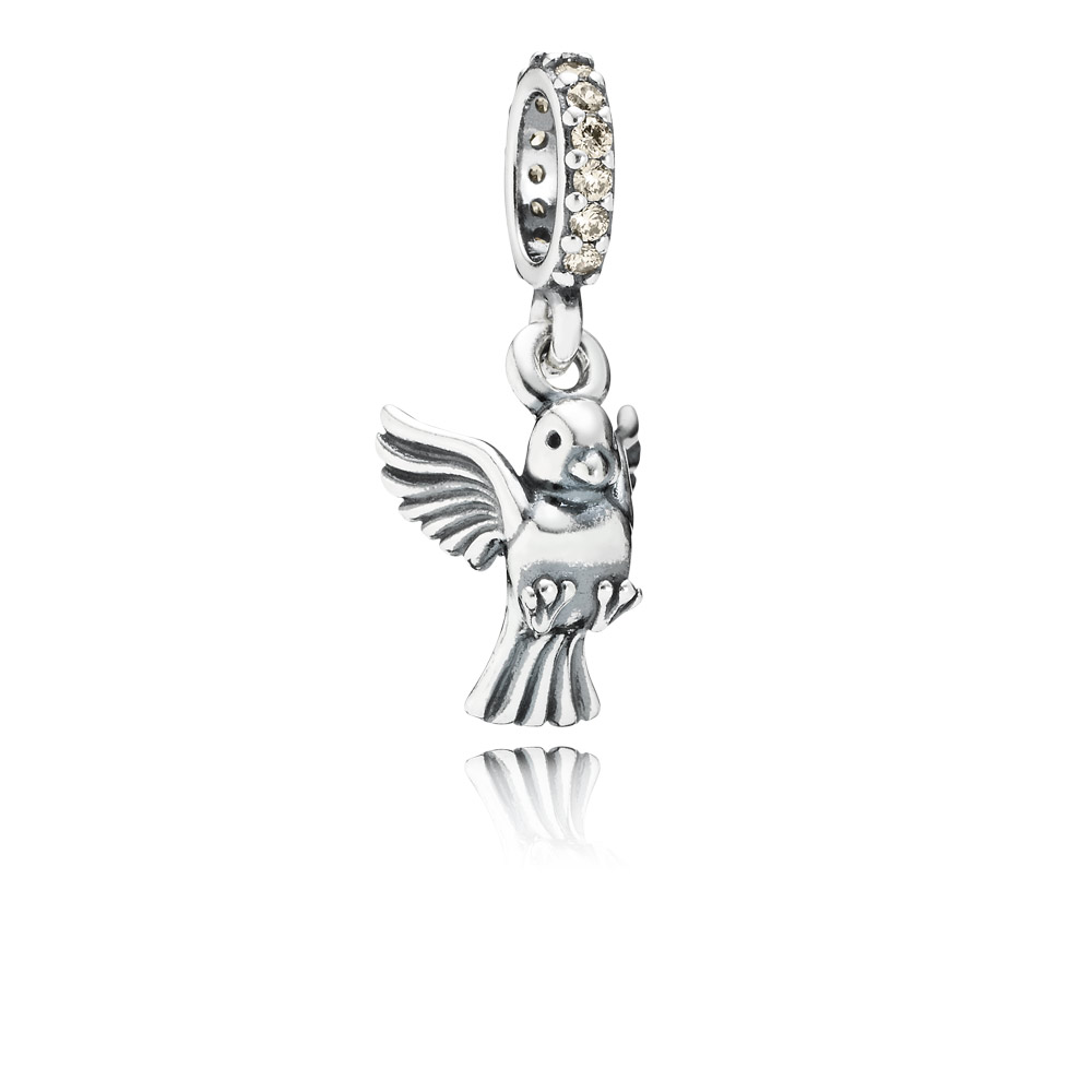 PANDORA Dove Silver Dangle With Golden Coloured Cubic Zirconia - 791394CCZ