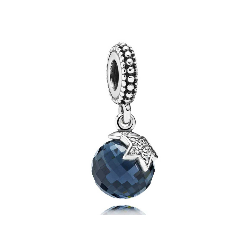 PANDORA Faceted Silver Dangle With Midnight Blue Crystal And Cubic Zirconia - 791392Nbc