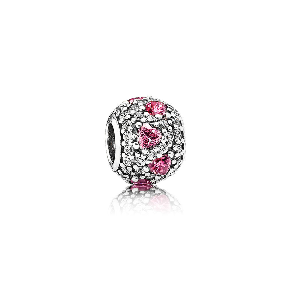 PANDORA Fancy Pink Heart Pavé Ball Bedel - 791249CZs